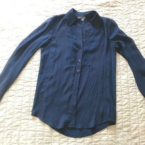 Vince silk chiffon panel button-down